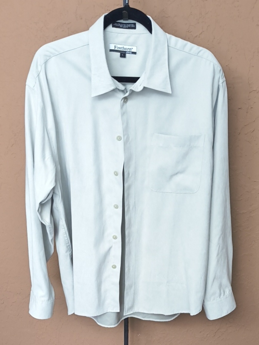 Firethorn Silver Men's Faux Suede Long Sleeve Shirt Size L Mint Green